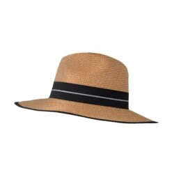 Women’s Straw Fedora Hat With Striped Black Ribbon -Dents 3 1199 Natural 2