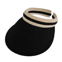 Women's Straw Sun Visor With Ribbon Band -Dents 3 1365 Black 2