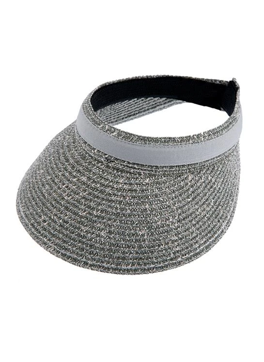 Women's Marl Straw Sun Visor With Ribbon Band 3 Women's Marl Straw Sun Visor With Ribbon Band