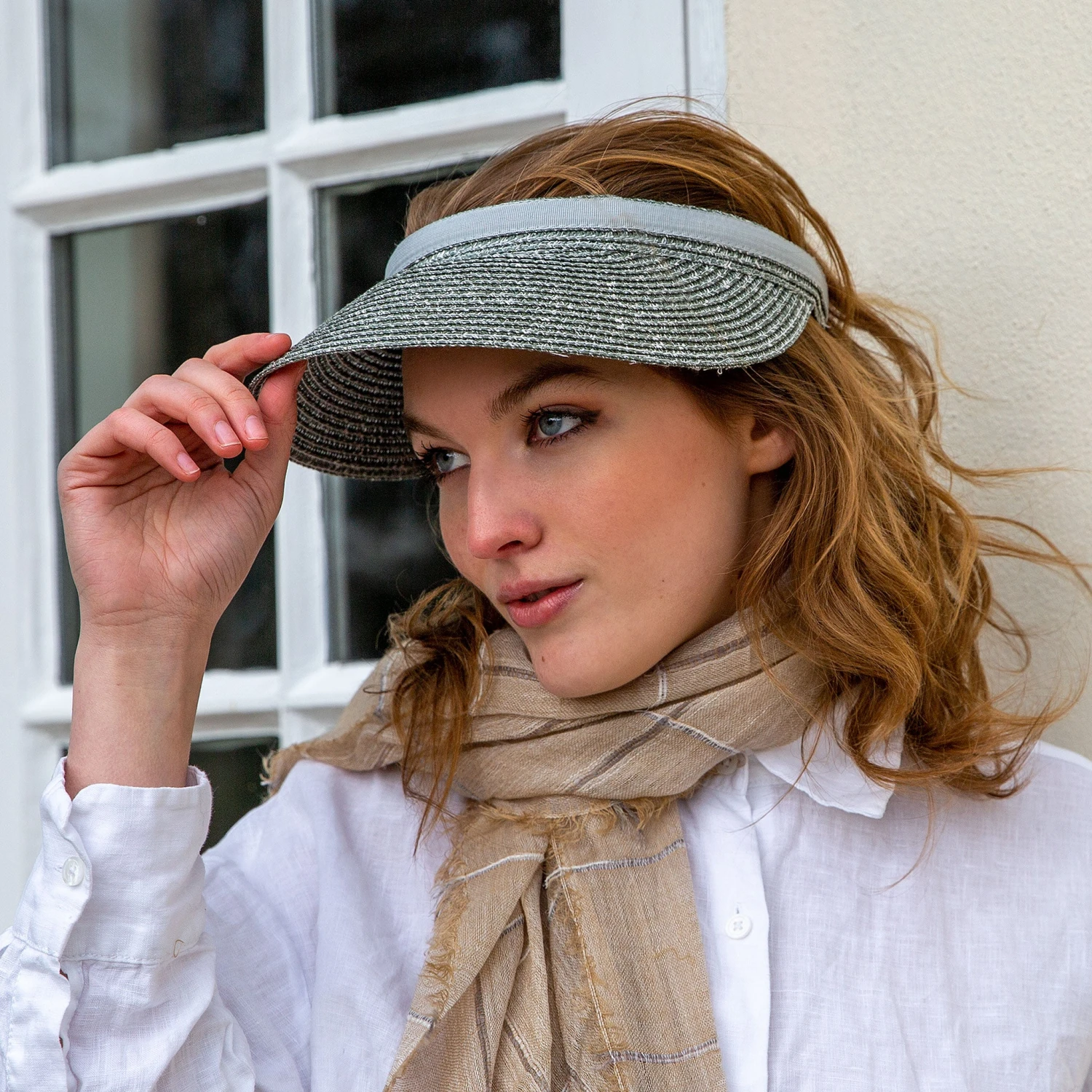 Women's Marl Straw Sun Visor With Ribbon Band 4 Women's Marl Straw Sun Visor With Ribbon Band - Image 2