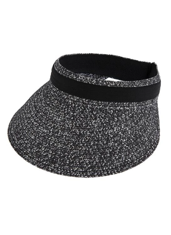 Women's Marl Straw Sun Visor With Ribbon Band 5 Women's Marl Straw Sun Visor With Ribbon Band - Image 3
