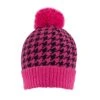 Women’s Knitted Bobble Hat With Dogtooth Pattern 2 Women’s Knitted Bobble Hat With Dogtooth Pattern -Dents 3 3308 Fuchsia