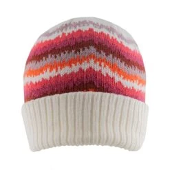 Women’s Knitted Beanie Hat With Contrasting Stripes 8 Women’s Knitted Beanie Hat With Contrasting Stripes -Dents 3 3309 Winter White