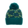 Women’s Jacquard Knitted Bobble Hat With Rose Pattern -Dents 3 3310 Teal
