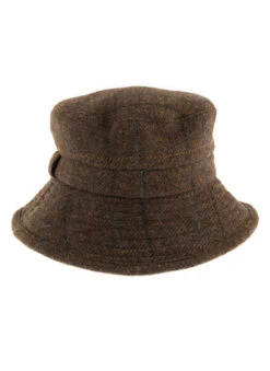 Women's Abraham Moon Herringbone Tweed Bucket Hat -Dents 3 5157Chocolate