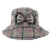 Women's Abraham Moon Tweed Check Bucket Hat With Bow Detail -Dents 3 5159Grey