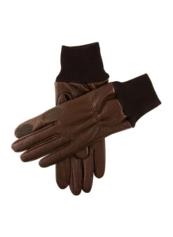 Women's Heritage Water-Resistant Half Fleece-Lined Left Hand Leather Shooting Gloves -Dents 37 0607 Brown