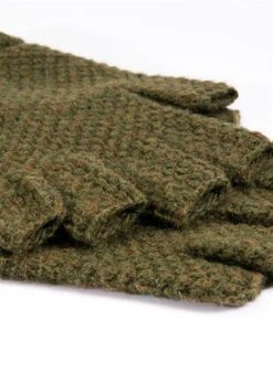 Men's Fingerless Tuckstitch Knitted Shooting Gloves -Dents 37 0740 olive 1