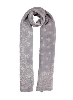 Women’s Pleated Floral And Paisley Pattern Lightweight Scarf -Dents 4 1409CoolGrey