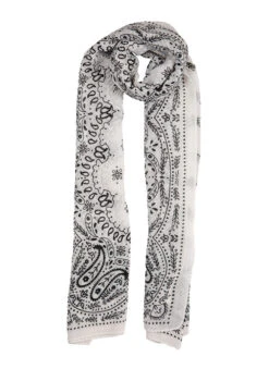 Women’s Pleated Floral And Paisley Pattern Lightweight Scarf -Dents 4 1409White