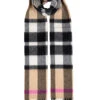 Heritage Plaid Check Cashmere Scarf With Tassels -Dents 4 2050 Camel