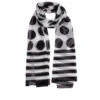 Women's Spots And Stripes Print Lightweight Scarf -Dents 4 2550 20black 20white