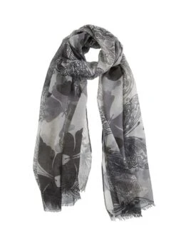 Women's Large Butterfly Print Lightweight Scarf -Dents 4 2561 20silver 56248982 26bb 4f91 972f ba77ebd570e9