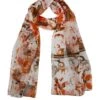 Women's Abstract Floral Print Lightweight Scarf -Dents 4 2564 20orange 41159e2f 4a32 4599 80ca c57bf3c6e903