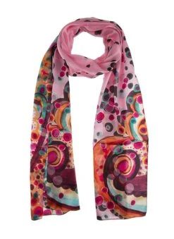 Women's Multi-Coloured Circus Print Lightweight Scarf -Dents 4 2574 20pink