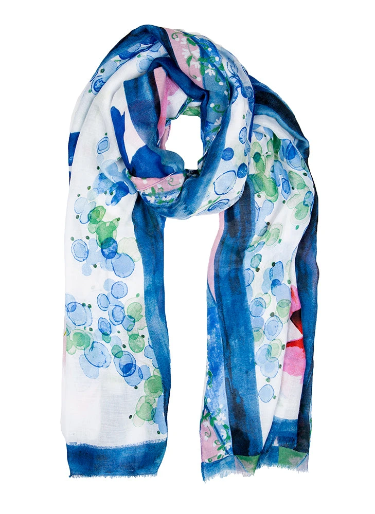 Women's Floral Print Lightweight Scarf With Border 6 Women's Floral Print Lightweight Scarf With Border - Image 4