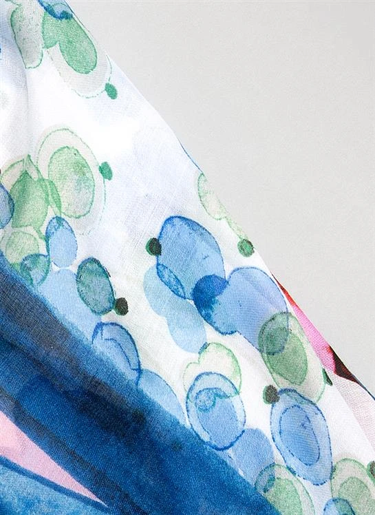 Women's Floral Print Lightweight Scarf With Border 7 Women's Floral Print Lightweight Scarf With Border - Image 5