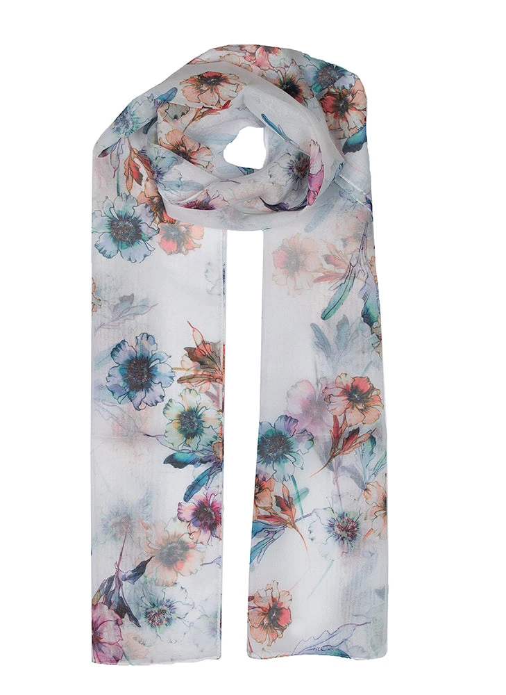 Women's Floral Print Lightweight Scarf 3 Women's Floral Print Lightweight Scarf