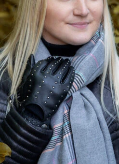 Women's Plaid Check Knitted Scarf -Dents 4 2606 Dove Grey a11bde1d c6e6 4607 bae1 08d0004af732