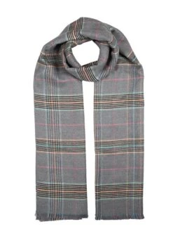 Women's Plaid Check Knitted Scarf -Dents 4 2606 dove grey