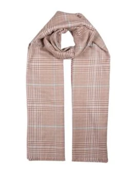 Women's Plaid Check Knitted Scarf -Dents 4 2606 pink