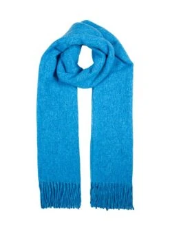 Women's Plain Tweed-Effect Midweight Scarf With Tassels