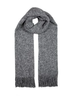 Women's Plain Tweed-Effect Midweight Scarf With Tassels -Dents 4 2607 charcoal 370813b7 0a01 45f8 ba20 c0fe10dd84ac