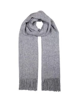 Women's Plain Tweed-Effect Midweight Scarf With Tassels -Dents 4 2607 dove grey 2368990a 9b91 4808 9538 2e6d437b4e8b