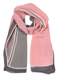 Womenâs Pleated Lightweight Scarf With Diagonal Cross Print And Border