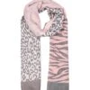 Women’s Leopard And Zebra Print Lightweight Scarf -Dents 4 2618Pink