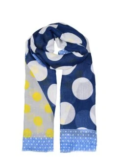Women’s Multi-Spot Print Lightweight Scarf With Border 10 Women’s Multi-Spot Print Lightweight Scarf With Border -Dents 4 2619Navy