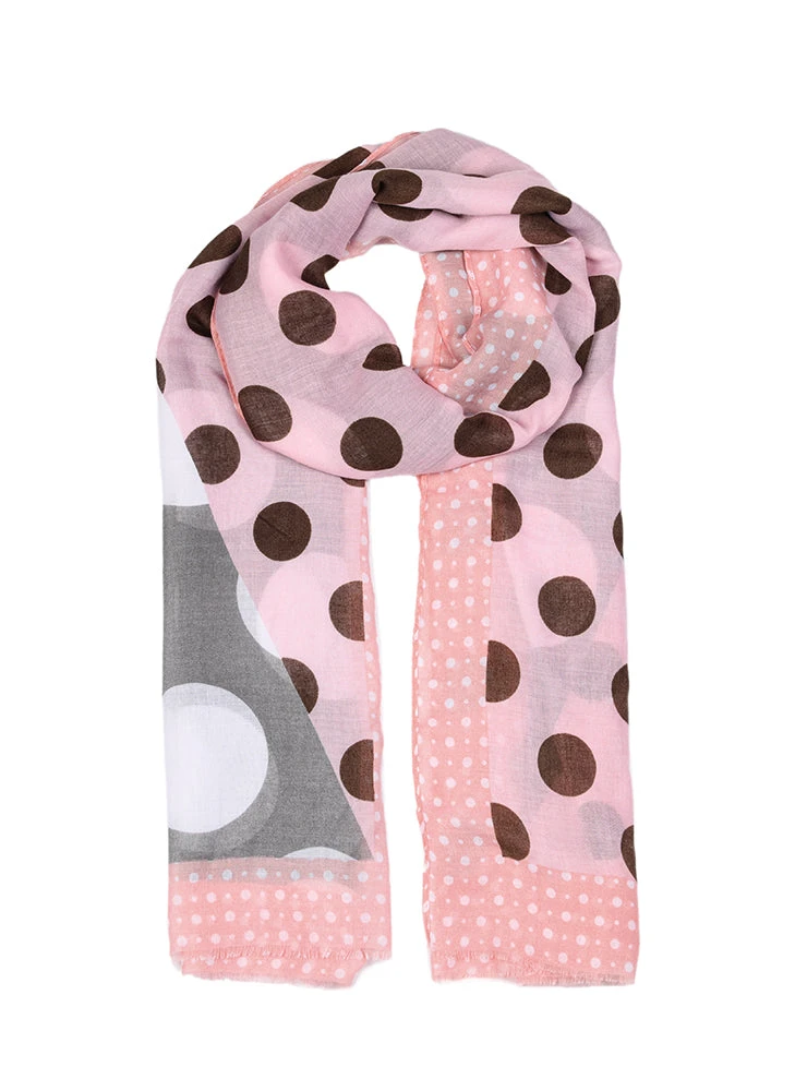 Women’s Multi-Spot Print Lightweight Scarf With Border 3 Women’s Multi-Spot Print Lightweight Scarf With Border