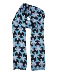 Women’s Geometric Print Lightweight Scarf -Dents 4 2620Blue