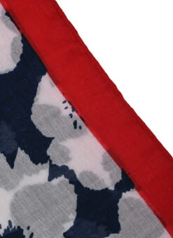 Women’s Abstract Floral Print Lightweight Scarf With Border -Dents 4 2621Navy