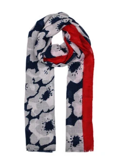 Women’s Abstract Floral Print Lightweight Scarf With Border -Dents 4 2621Navy 5c52b6c1 a281 48a3 8699 133dfbe1c7f8