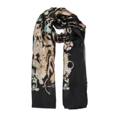 Women’s Zodiac-Print Silk-Like Lightweight Scarf -Dents 4 2623 Black
