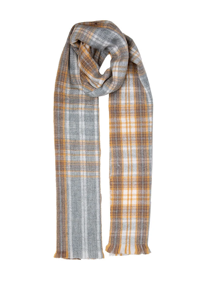 Women’s Plaid Check Scarf With Fringe Ends 3 Women’s Plaid Check Scarf With Fringe Ends