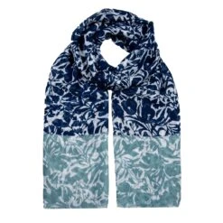 Women’s Floral Pattern Lightweight Scarf With Contrasting Ends 10 Women’s Floral Pattern Lightweight Scarf With Contrasting Ends -Dents 4 2651 NAVY