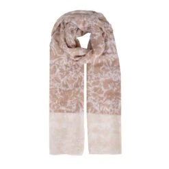 Women’s Floral Pattern Lightweight Scarf With Contrasting Ends