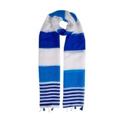 Women’s Two Stripe Pattern Lightweight Scarf With Tassels -Dents 4 2654 Royal