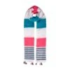 Women’s Two Stripe Pattern Lightweight Scarf With Tassels -Dents 4 2654 Teal