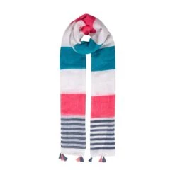 Womenâs Two Stripe Pattern Lightweight Scarf With Tassels