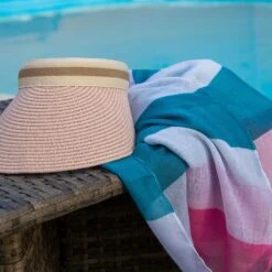 Women's Straw Sun Visor With Ribbon Band -Dents 4 2654Teal 3 1365Natural