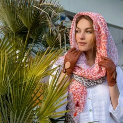 Women’s Leopard Print Lightweight Scarf With Tassels -Dents 4 2655Orange 7 3008Cognac 2