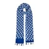 Women’s Small Checkerboard Check Lightweight Scarf With Tassels -Dents 4 2656 Royal