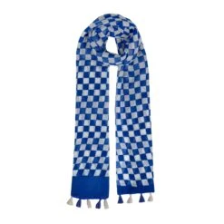 Womenâs Small Checkerboard Check Lightweight Scarf With Tassels