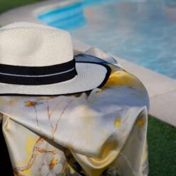 Women’s Straw Fedora Hat With Striped Black Ribbon -Dents 4 2657Blue 3 1199Ivory