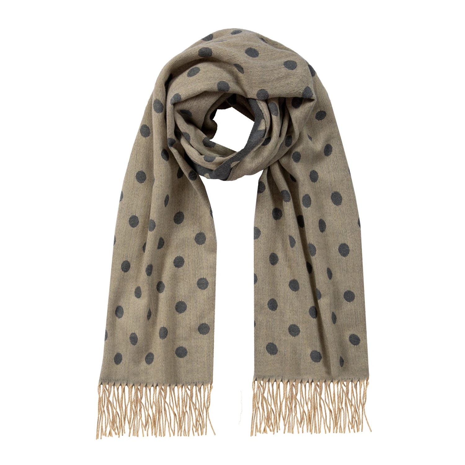 Women’s Reversible Polka Dot Scarf With Tassels 6 Women’s Reversible Polka Dot Scarf With Tassels - Image 4