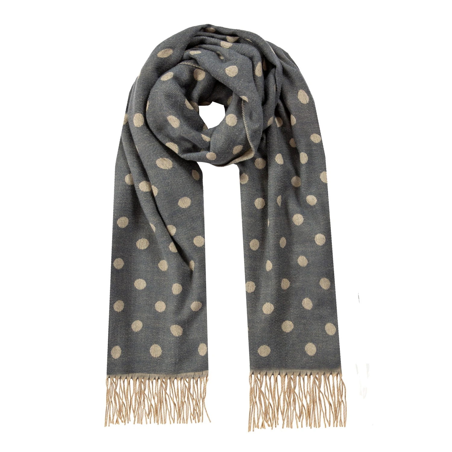 Women’s Reversible Polka Dot Scarf With Tassels 7 Women’s Reversible Polka Dot Scarf With Tassels - Image 5