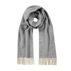 Women’s Herringbone Scarf With Tassels -Dents 4 2663 Dove Grey
